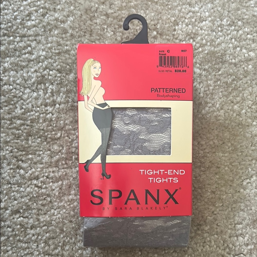 SPANX Patterned Tight-End Tights in Gray Sz C NWT